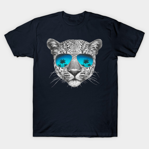 One T Shirt Leopard Sunglass Man Design T Shirt (white)-